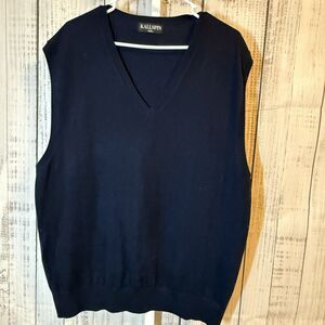 Kallspin Men’s Sweater Vest XXL Navy Wool Cashmere Blend V Neck